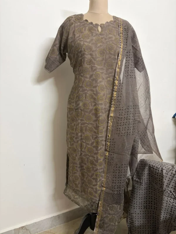 KDC-022 GREY FLORAL KOTA SUIT