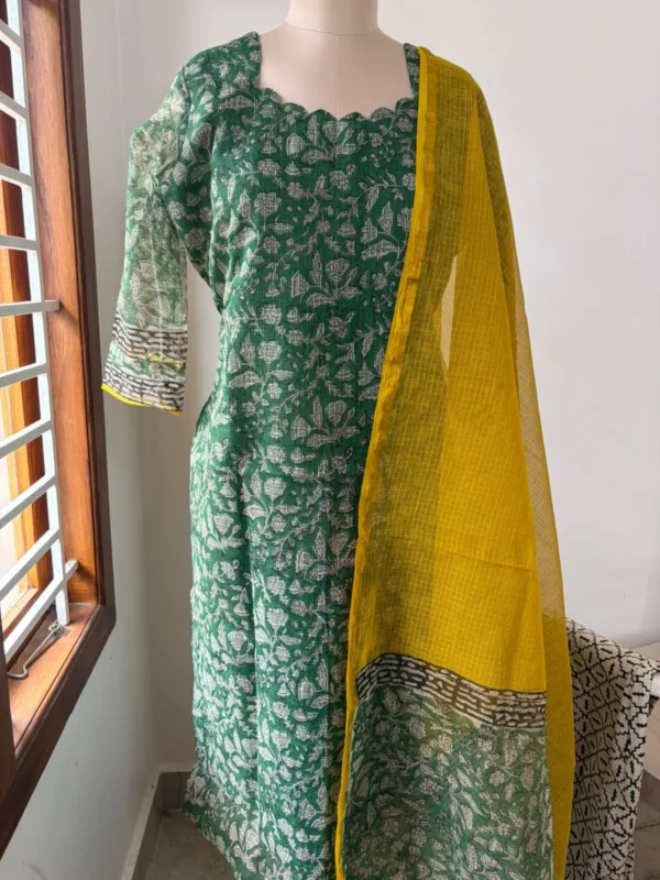 KDC-030 DARK GREEN WITH MUSTARD KOTA SUIT