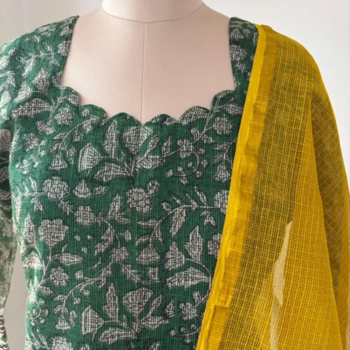 KDC-030 DARK GREEN WITH MUSTARD KOTA SUIT