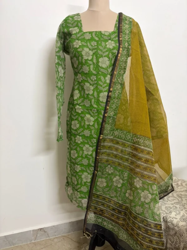 KDC-019 GREEN WITH MUSTARD KOTA SUIT