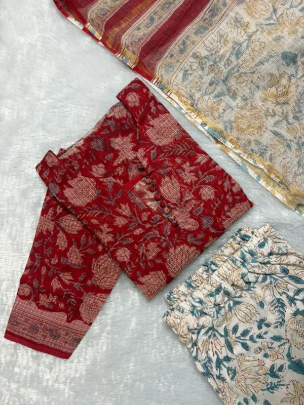 KDC-024 RED FLORAL KOTA SUIT