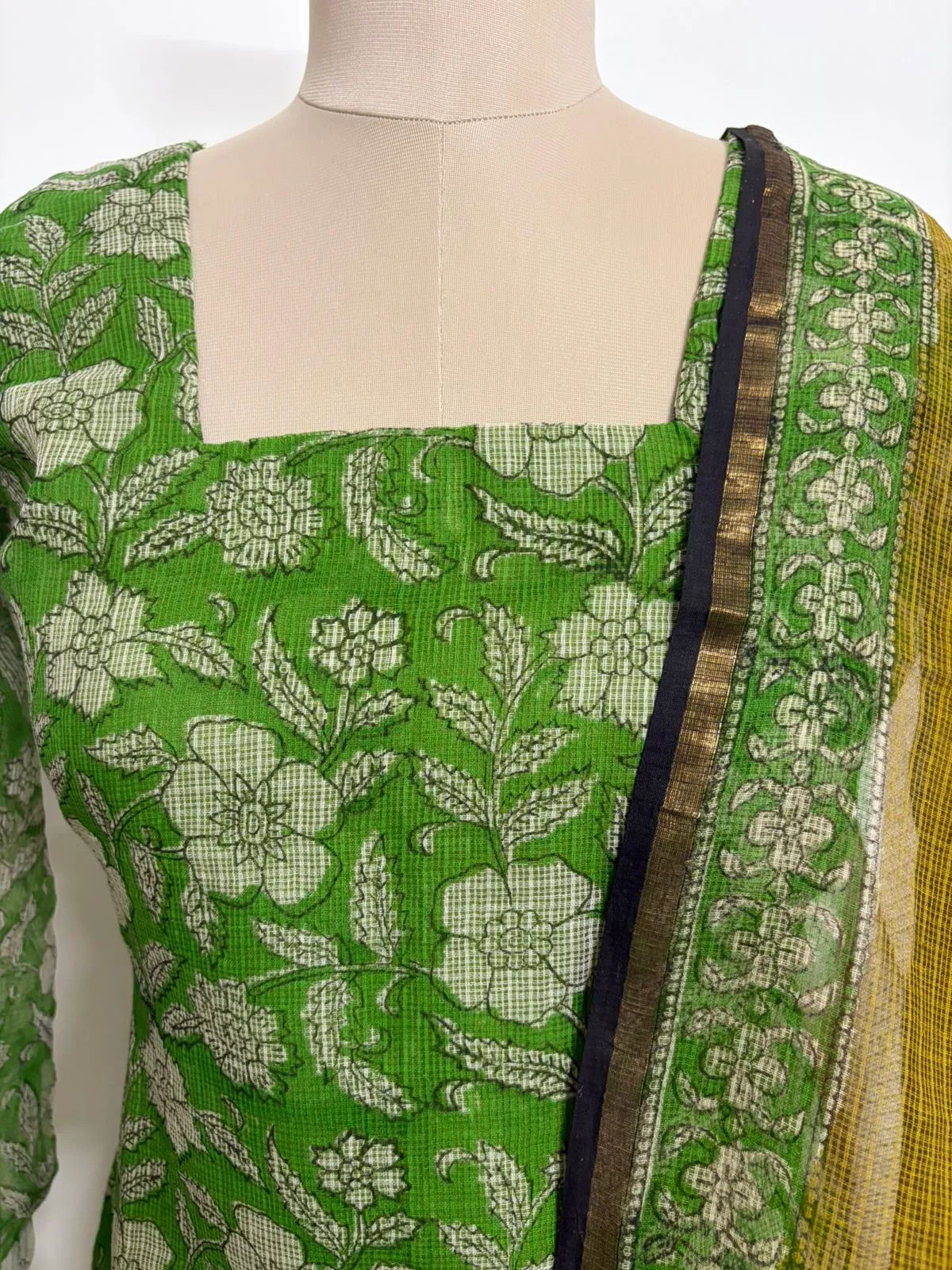 KDC-019 GREEN WITH MUSTARD KOTA SUIT