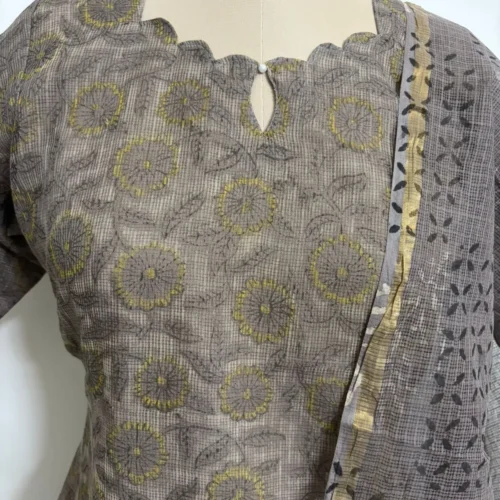 KDC-022 GREY FLORAL KOTA SUIT