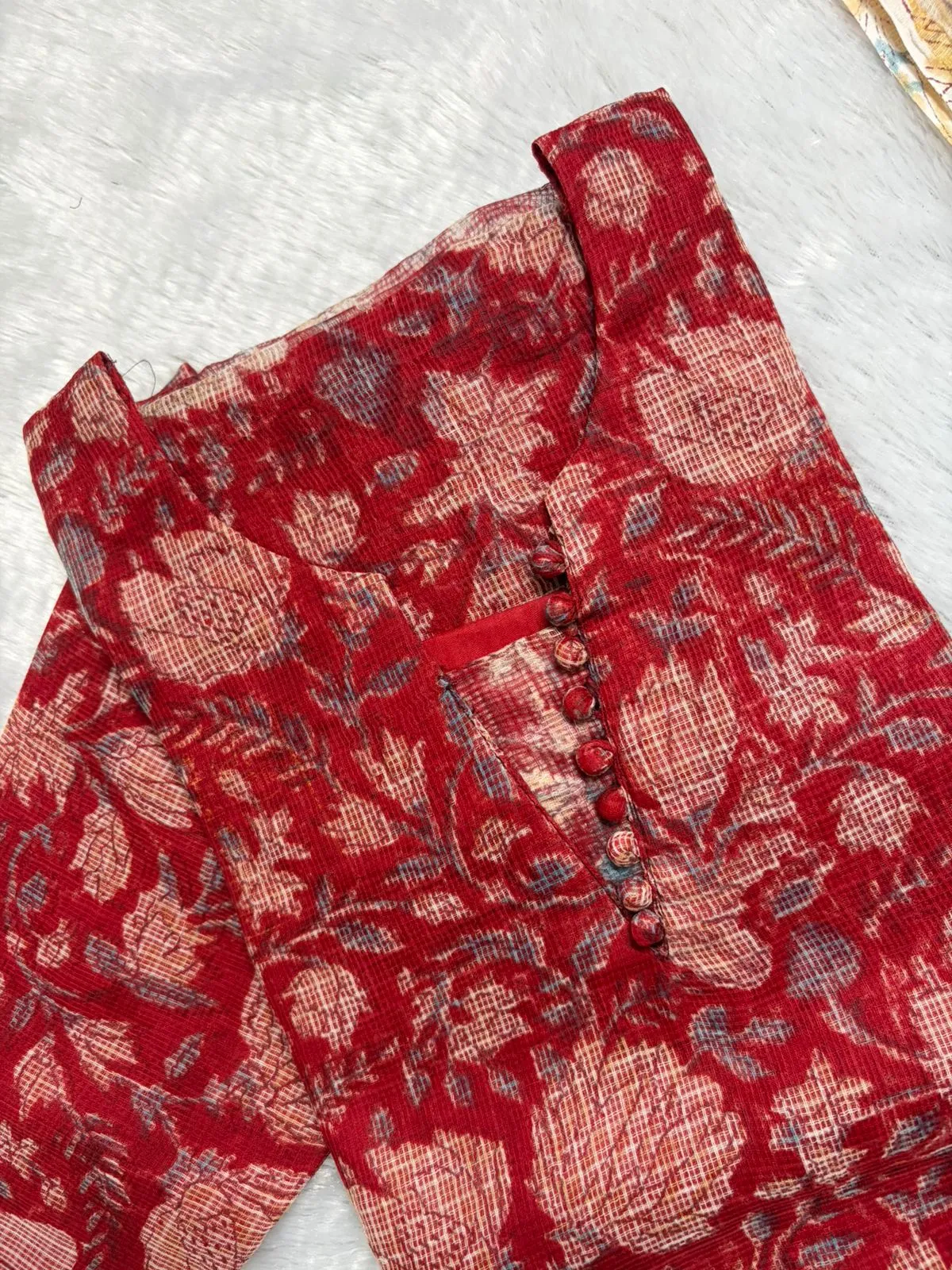 KDC-024 RED FLORAL KOTA SUIT
