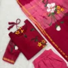 CHS - 001 pinkish maroon hand painted chanderi silk set