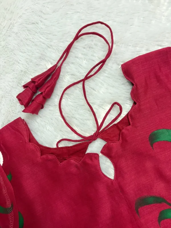 CHS - 001 pinkish maroon hand painted chanderi silk set