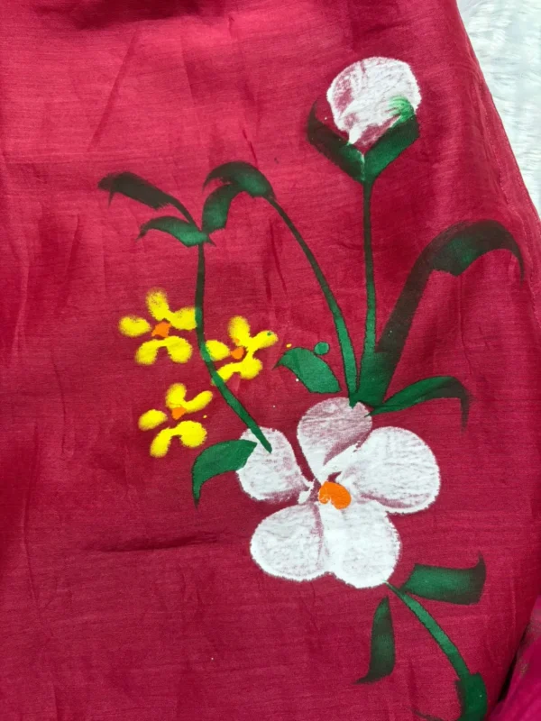 CHS - 001 pinkish maroon hand painted chanderi silk set