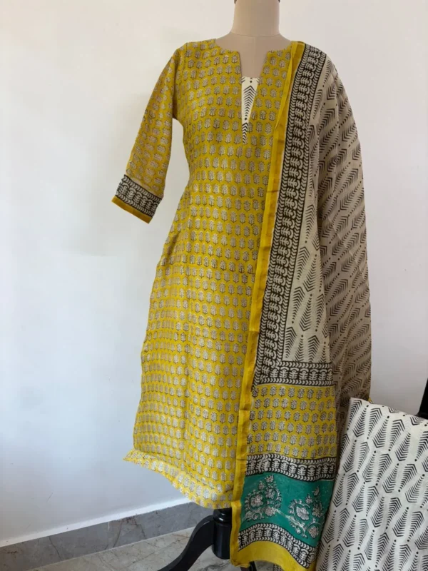 CHS - 002 yellow flower chanderi silk set