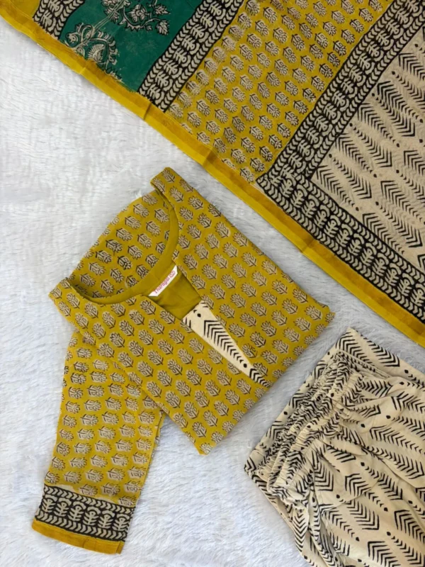 CHS - 002 yellow flower chanderi silk set