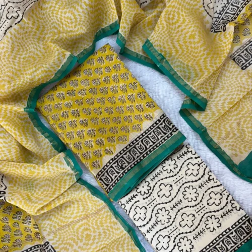 CHS - 004 yellow flower chanderi silk suits