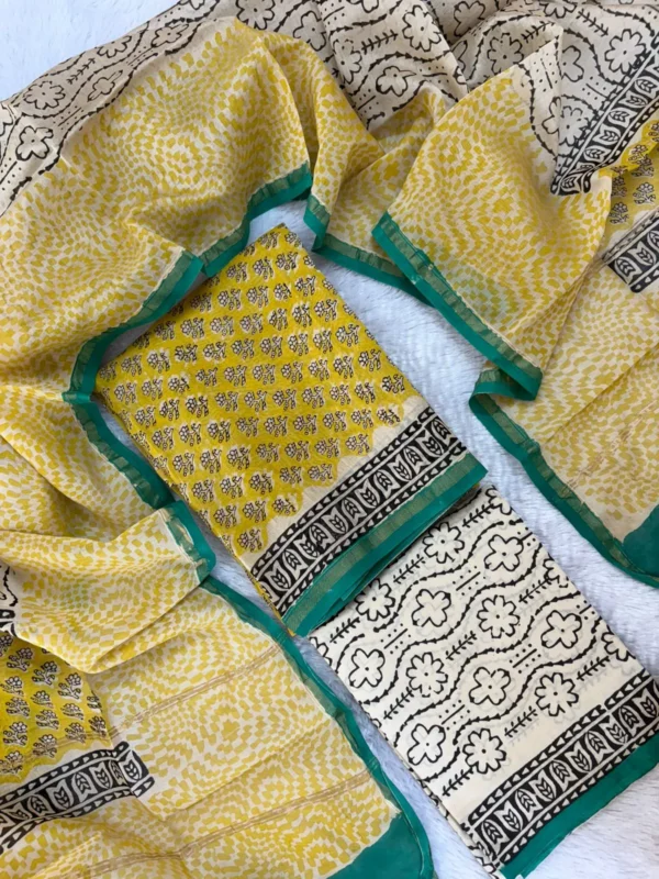 CHS - 004 yellow flower chanderi silk suits