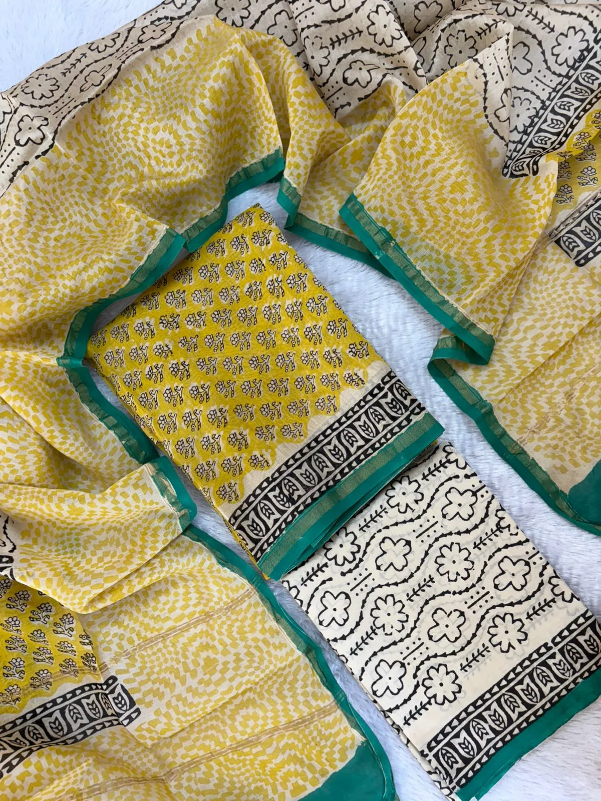 CHS - 004 yellow flower chanderi silk suits