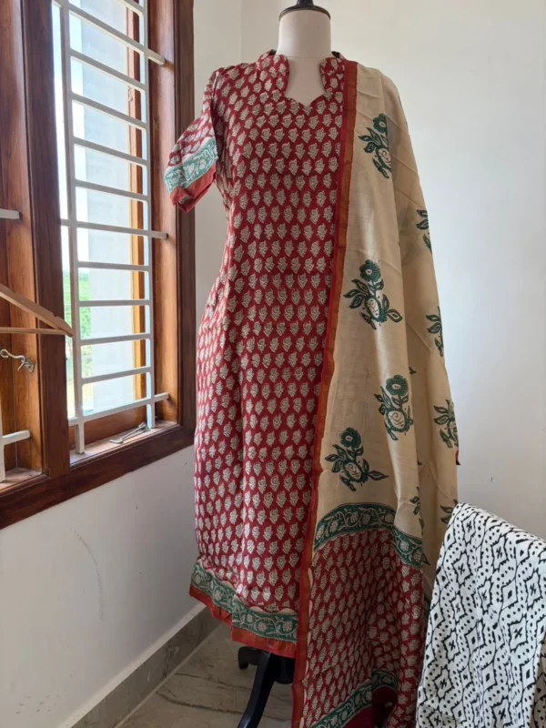 CHS-005 maroon flower chanderi silk suits 2 CHS - 006 maroon flower chanderi silk suits