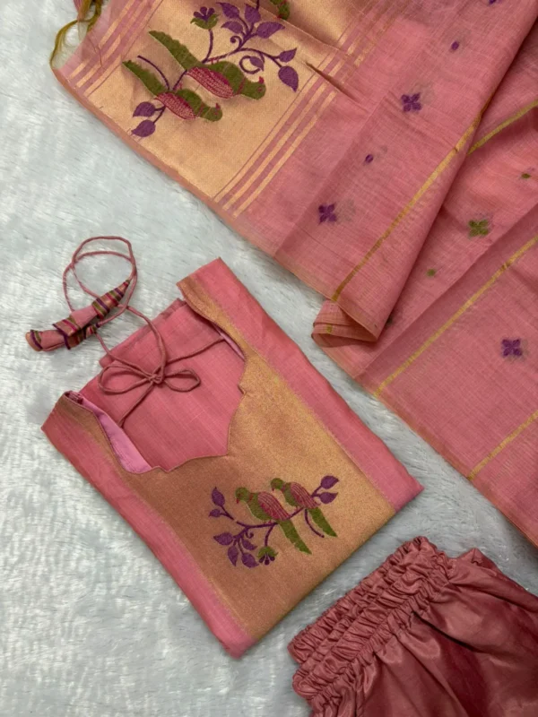 LJAM- 001 Pink linen jamdhani suit