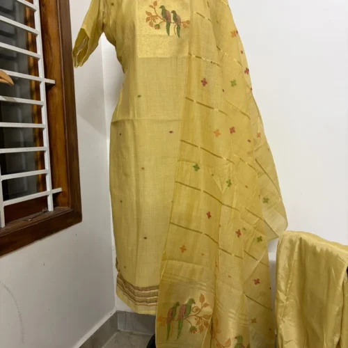 LJAM - 002 golden linen jamdhani suit