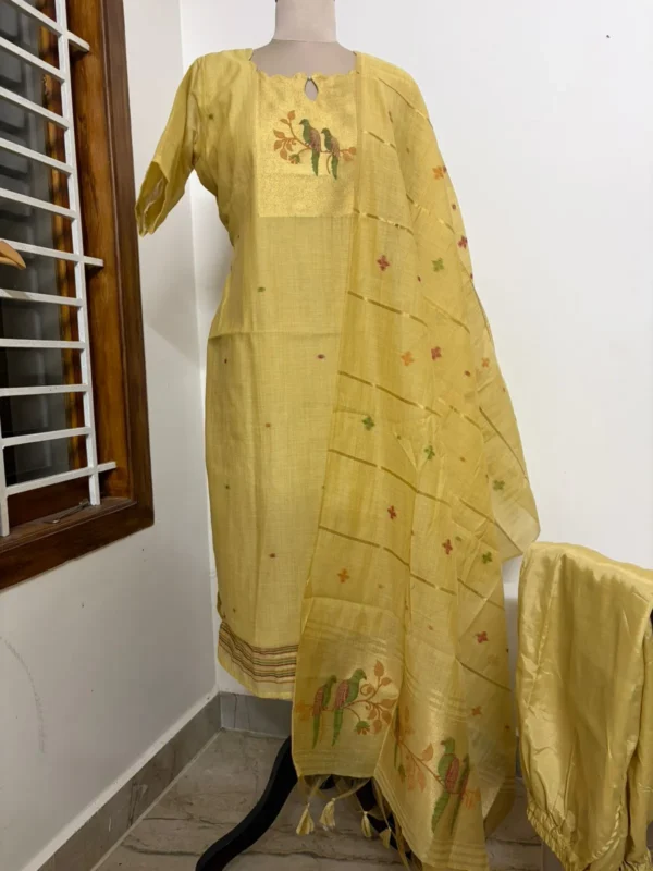 LJAM - 002 golden linen jamdhani suit
