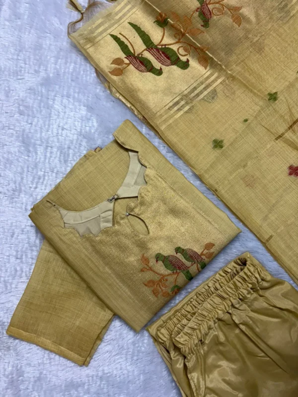 LJAM - 002 golden linen jamdhani suit