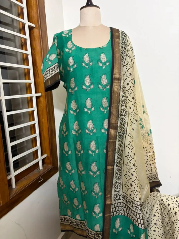 MAHE - 001 kacha mango Maheshwari silk suits