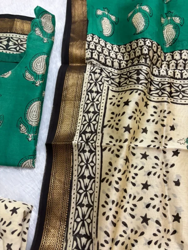 MAHE - 001 kacha mango Maheshwari silk suits