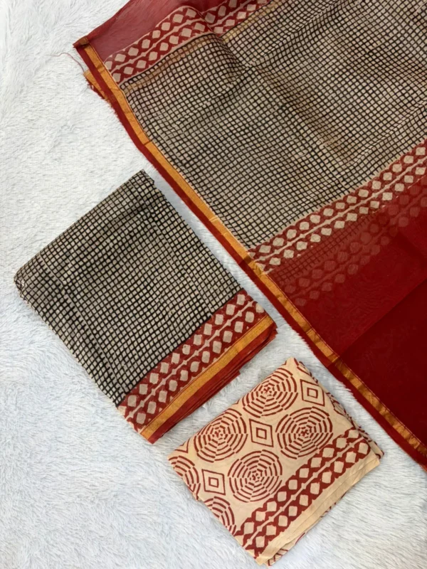 CHS - 003 black checks chanderi silk suit