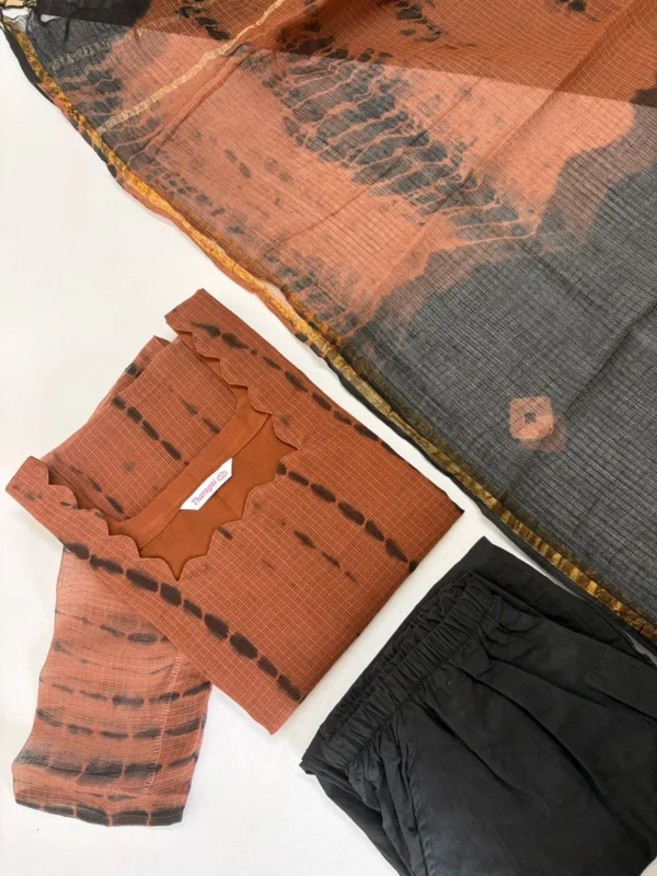 KDC-011 Coffee Brown Shibori Kota Suit