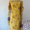 LN-011 YELLOW FLORAL LINEN COTTON SUITS