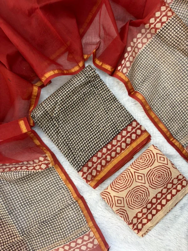 CHS - 003 black checks chanderi silk suit
