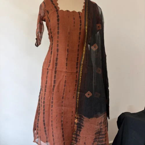 WhatsApp (9) KDC-011 Coffee Brown Shibori Kota Suit