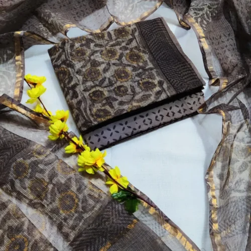 KDC-022 GREY FLORAL KOTA SUIT